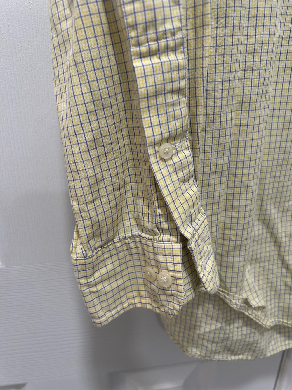 Ralph Lauren Men's Pale Yellow and Blue Check Button-Down Shirt - Picture 5 of 7